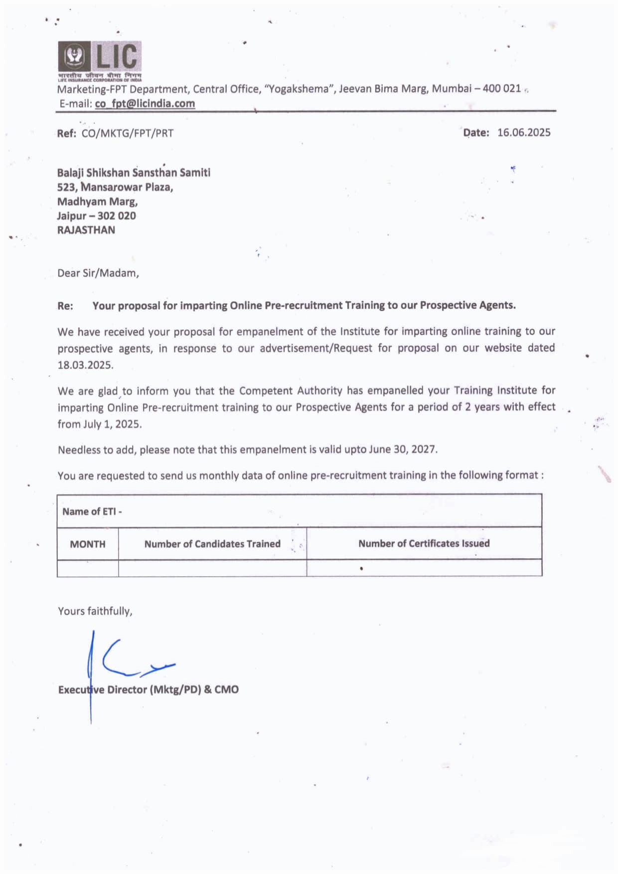 Accreditation Letter